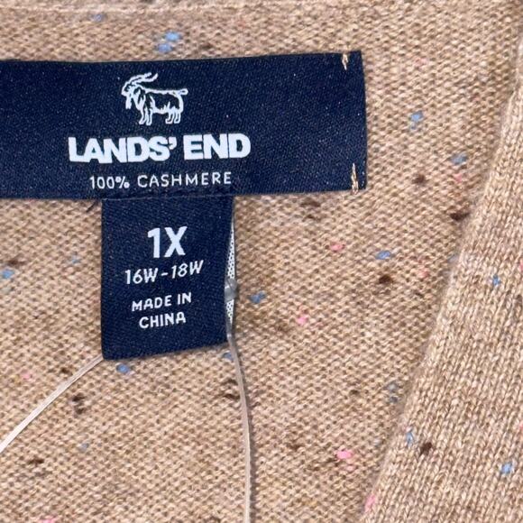 Land's End Plus Size Sweater Women's 1X 100% CASHMERE Brown V-Neck Speckled NWT! - Picture 11 of 14